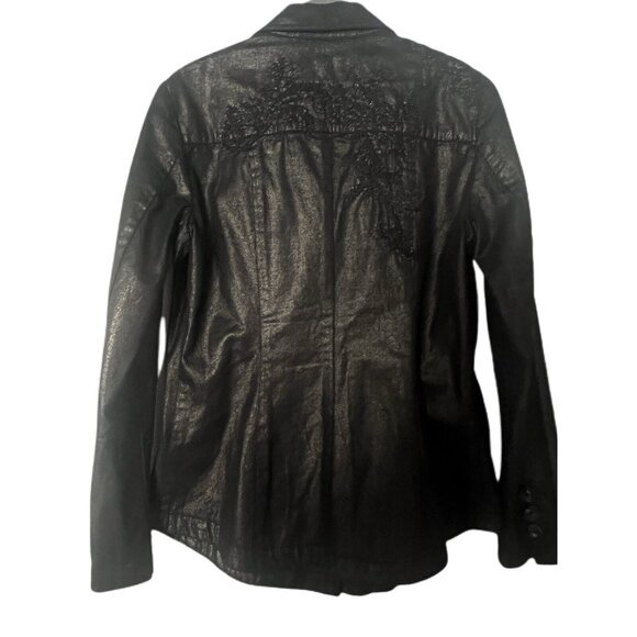 Coldwater Creek Shaped 6 Black Jacket Metallic Woven Embroidery Blazer NWOT - Picture 2 of 8